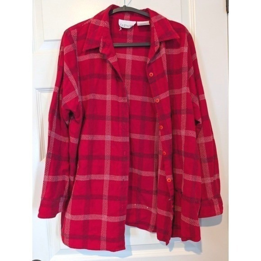 Casey & Max Vintage Cotton‎ Red Plaid Button-Down Shirt